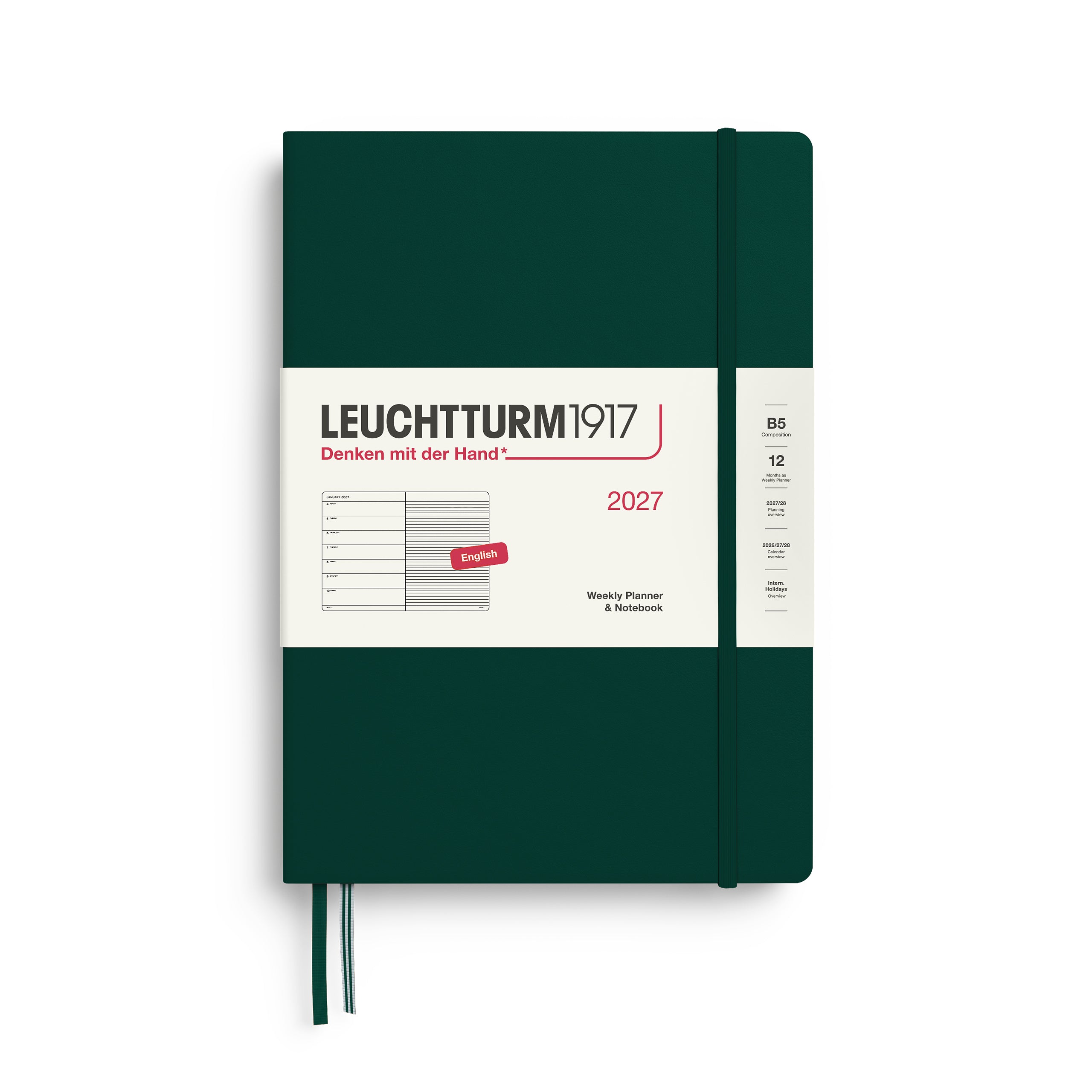 Leuchtturm1917 2027 B5 Forest Green Weekly Notebook diary