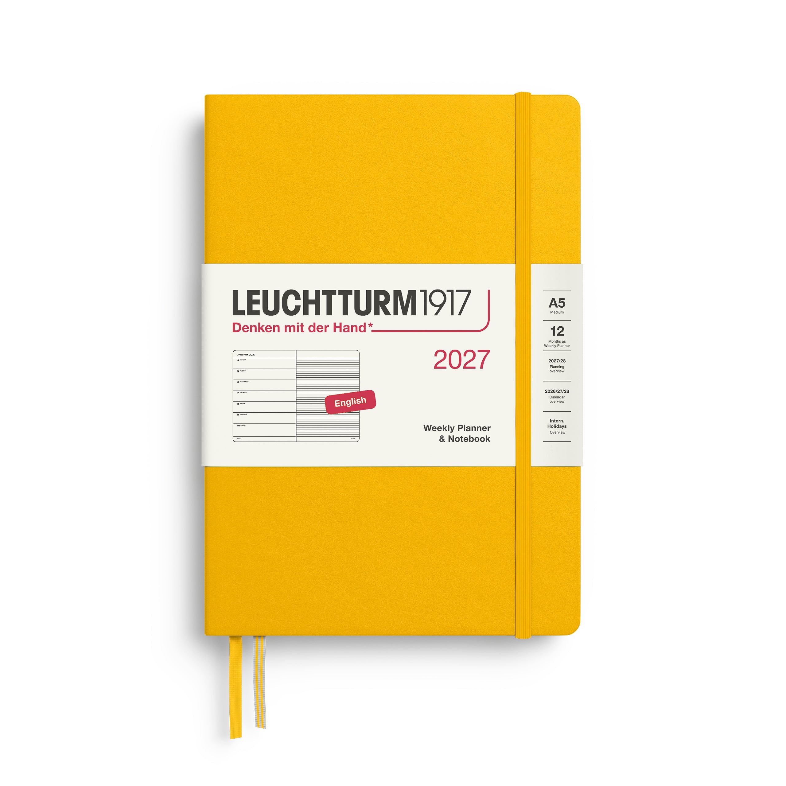 Leuchtturm1917 2027 A5 Sunflower Weekly Notebook diary, hardcover