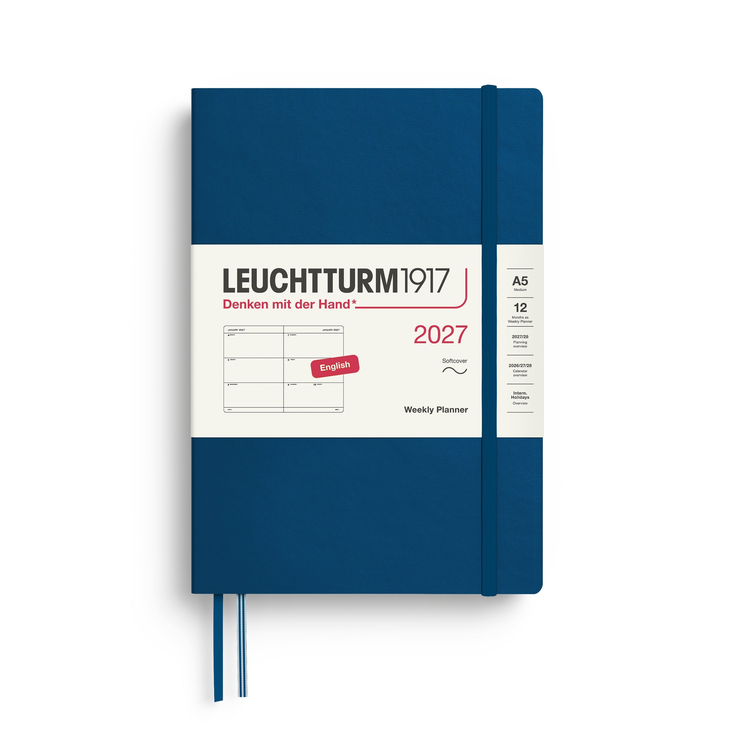 Leuchtturm1917 2027 A5 Indigo Weekly Planner diary, softcover