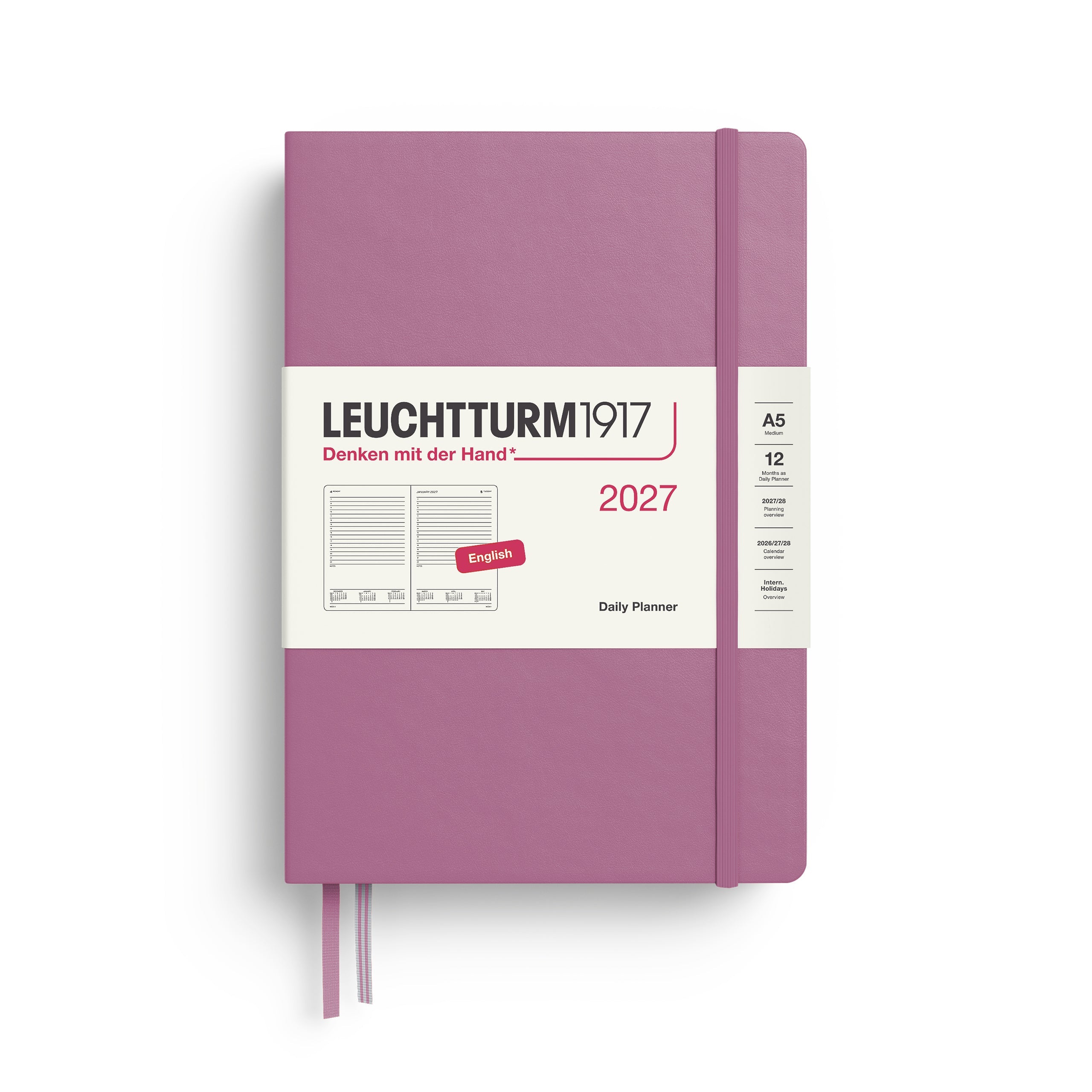 Leuchtturm1917 2027 A5 Dusty Rose Daily Planner diary