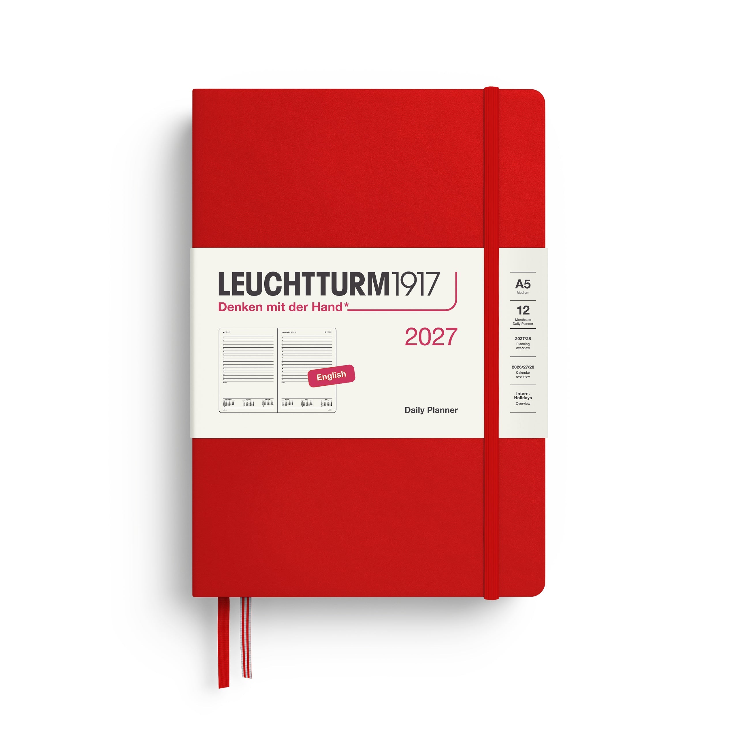 Leuchtturm1917 2027 A5 Cherry Daily Planner diary