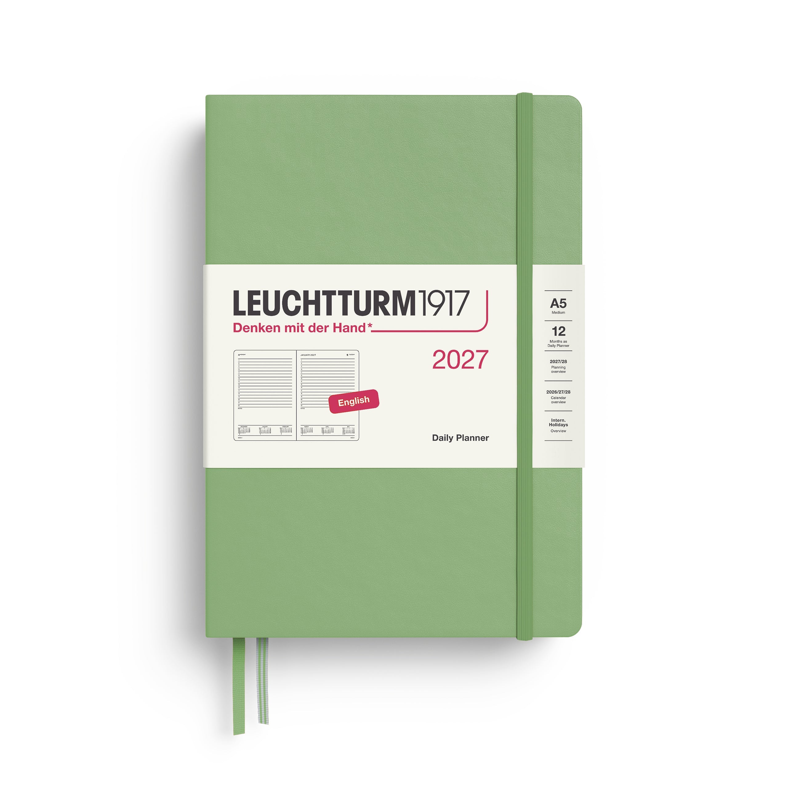 Leuchtturm1917 2027 A5 Sage Daily Planner diary
