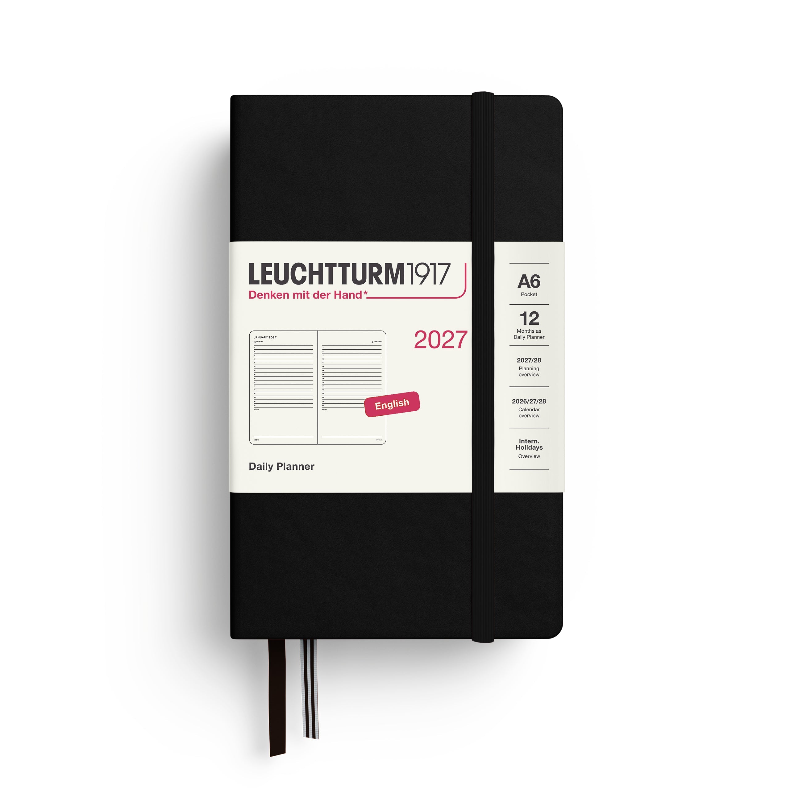 Leuchtturm1917 2027 A6 Black Daily Planner diary