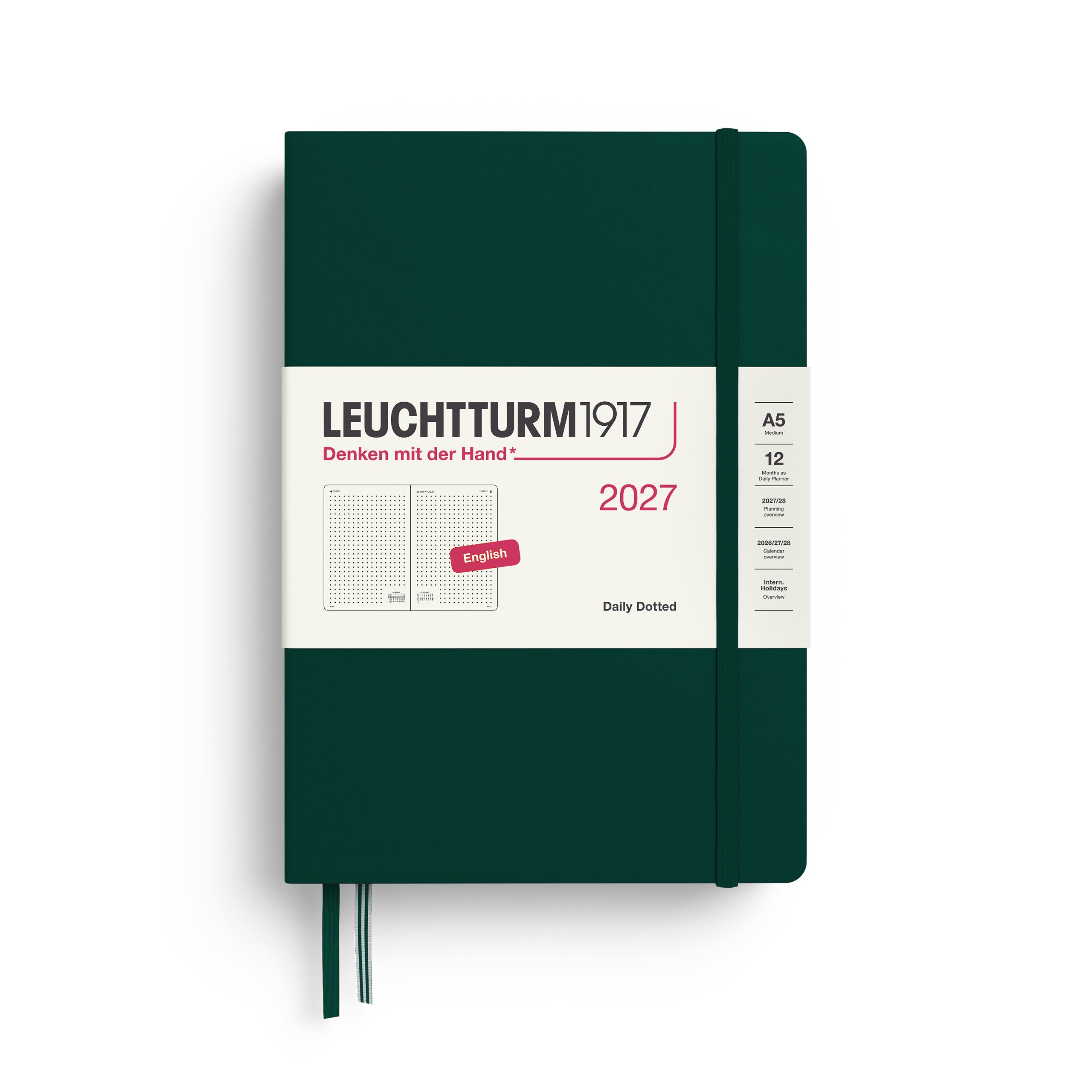 Leuchtturm1917 2027 A5 Forest Green Daily Dotted diary