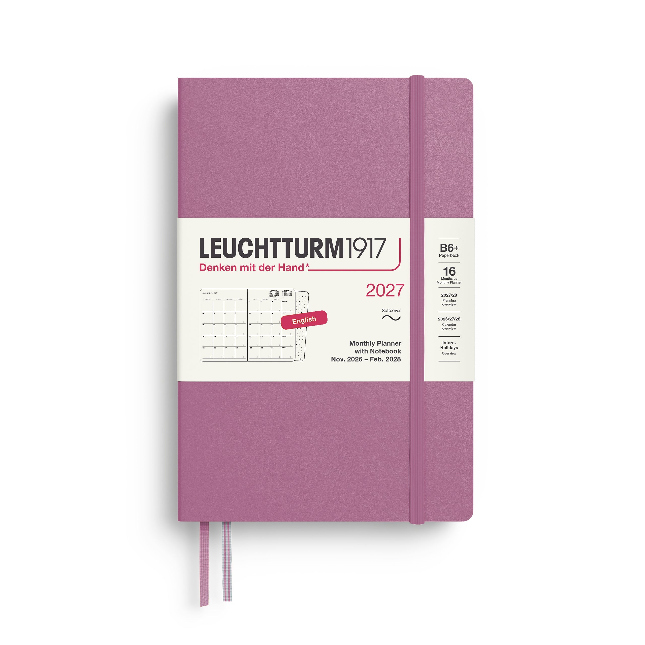 Leuchtturm1917 2027 B6 Dusty Rose Monthly Notebook diary