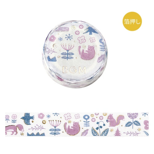 BGM washi tape with pink and blue animals and flowers