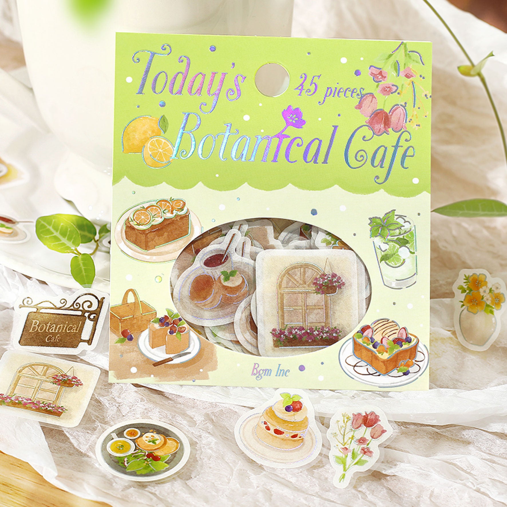 BGM - Planner Sticker - Flake Seal - Cafe Day - Botanical Coffee Shop