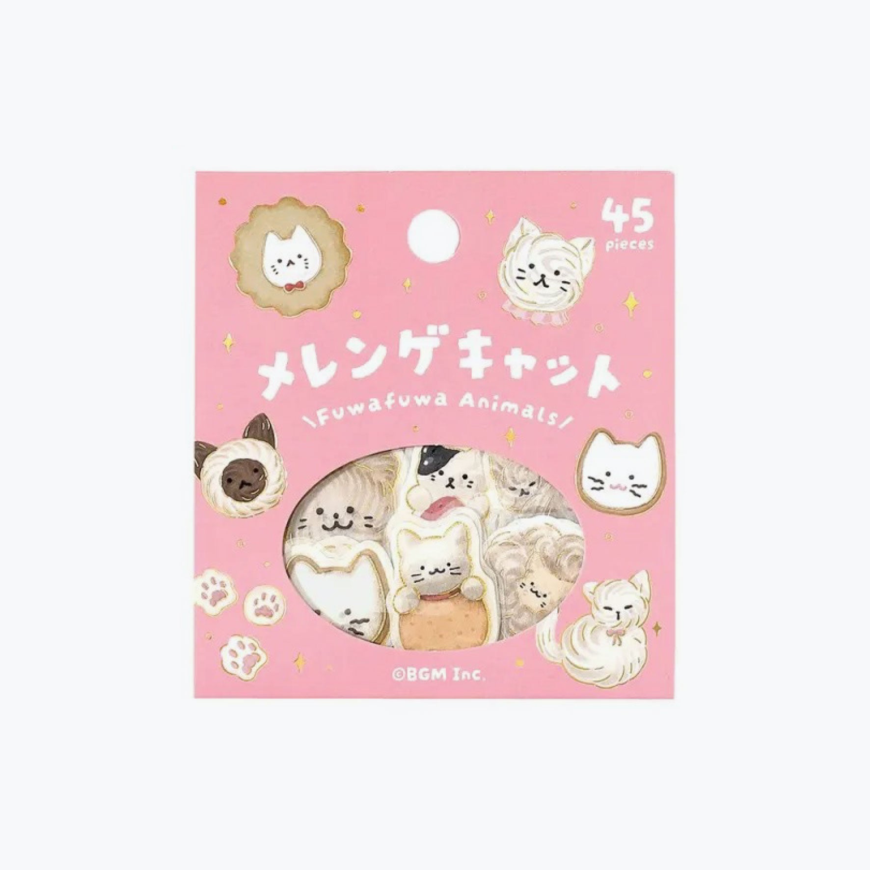 BGM - Planner Sticker - Flake Seal - Fluffy Animals - Meringue Cat <Outgoing>