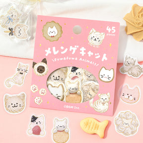 BGM - Planner Sticker - Flake Seal - Fluffy Animals - Meringue Cat