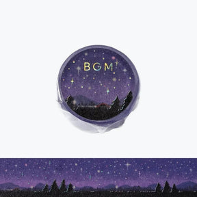 BGM Starry Sky washi tape with purple forest night scenery 