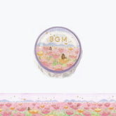 BGM washi tape featuring a pink and green flower field