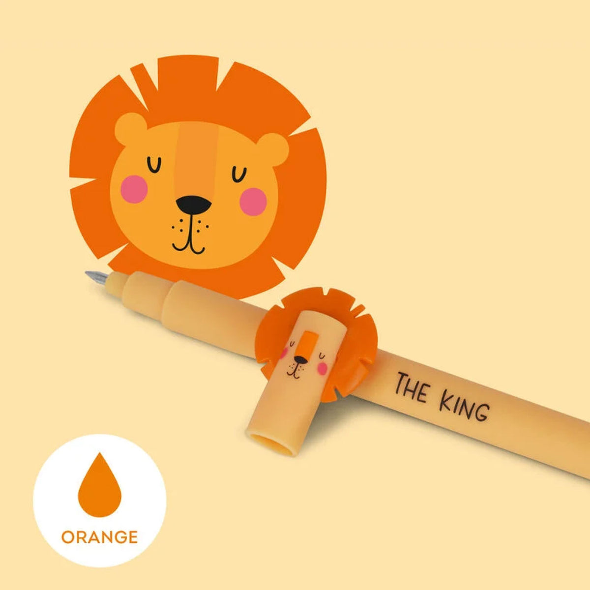 Legami - Gel Pen - Erasable - Lion (Orange Ink)