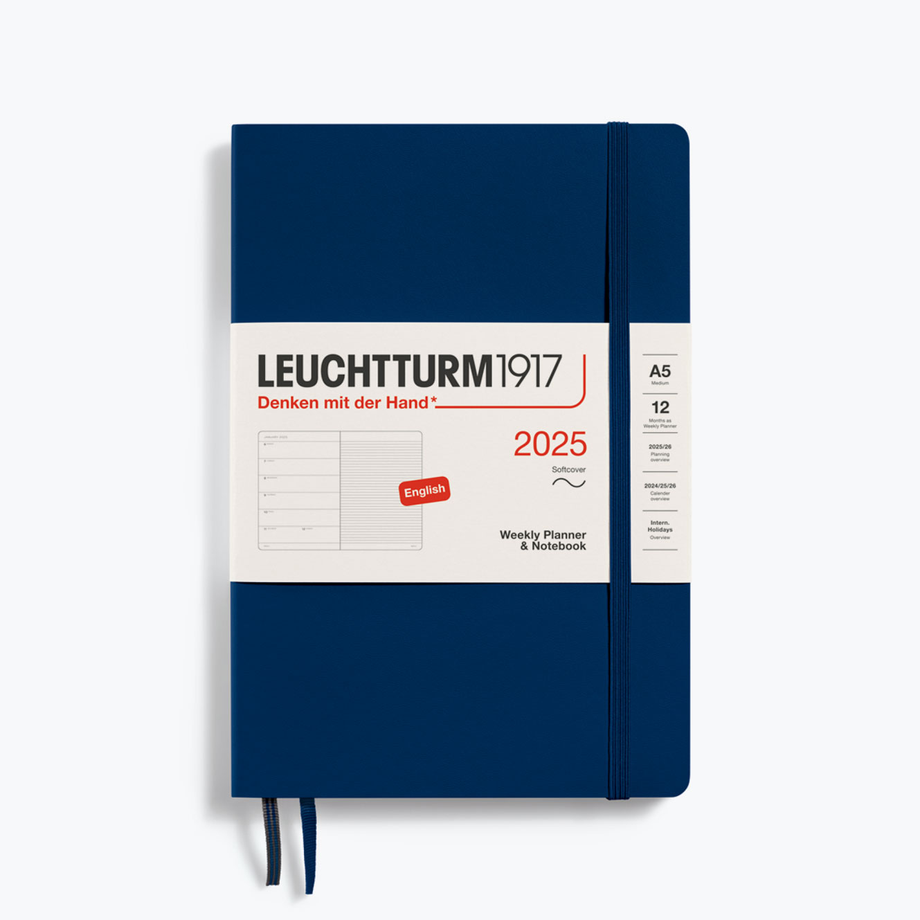 Leuchtturm1917 - 2025 Diary - Weekly Notebook - A5 - Navy (Soft)