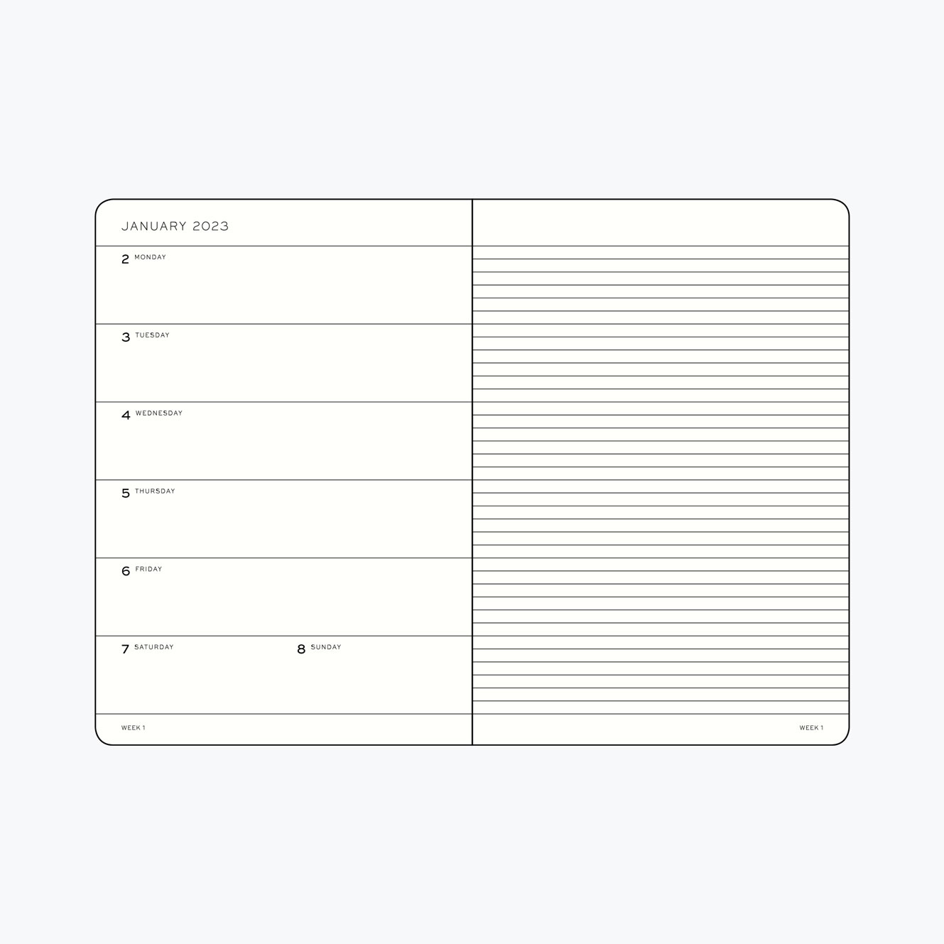 Leuchtturm1917 - 2025 Diary - Weekly Notebook - A5 - Powder (Soft)