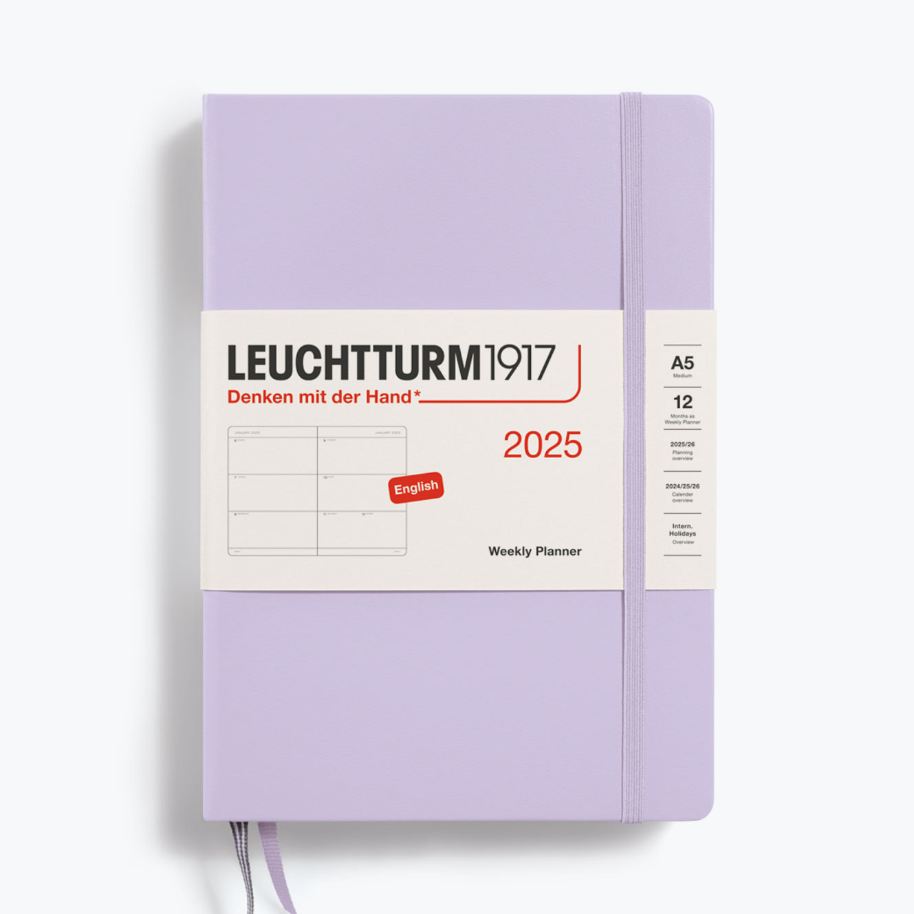 Leuchtturm1917 - 2025 Diary - Weekly Planner - A5 - Lilac (Hard)