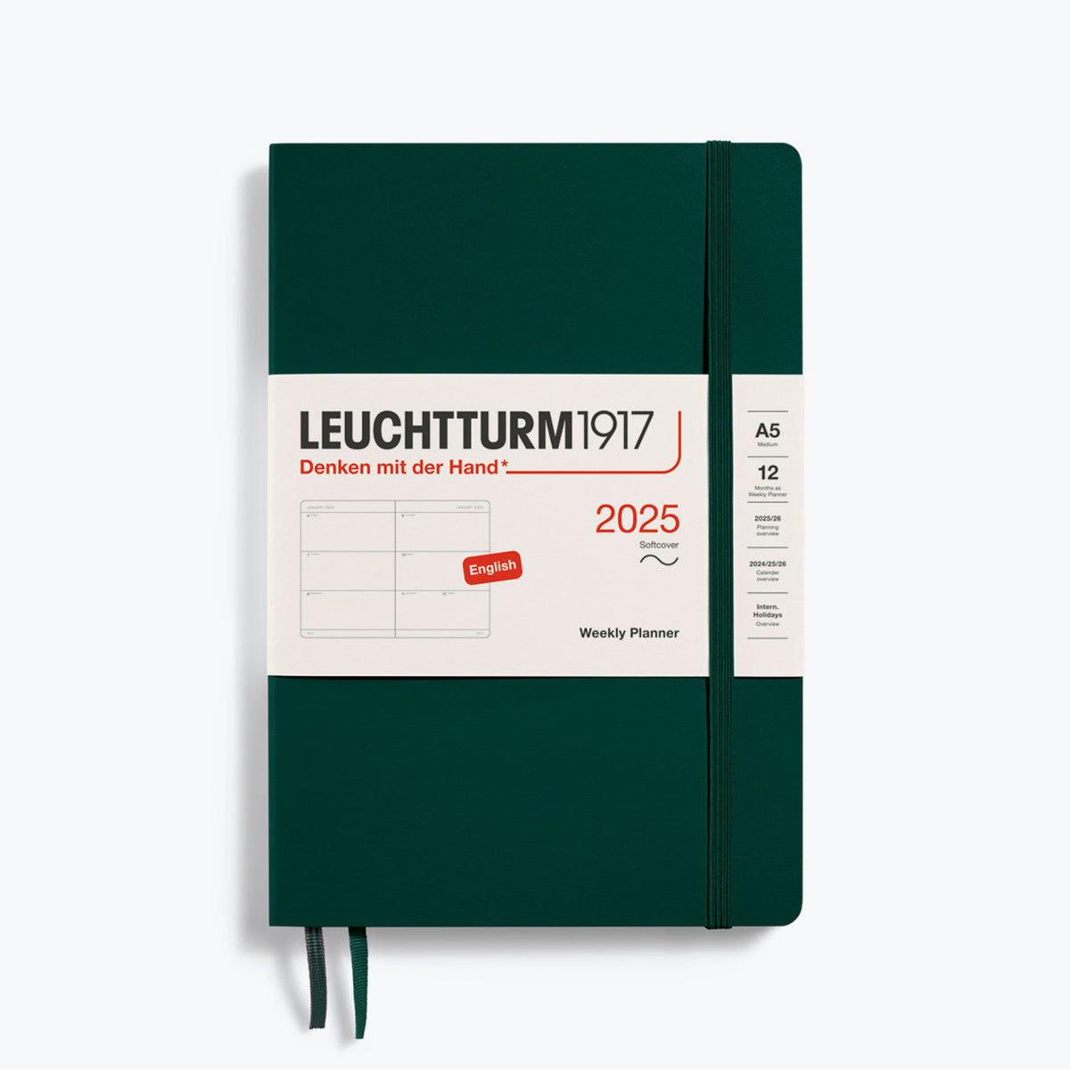 Leuchtturm1917 - 2025 Diary - Weekly Planner - A5 - Forest Green (Soft)