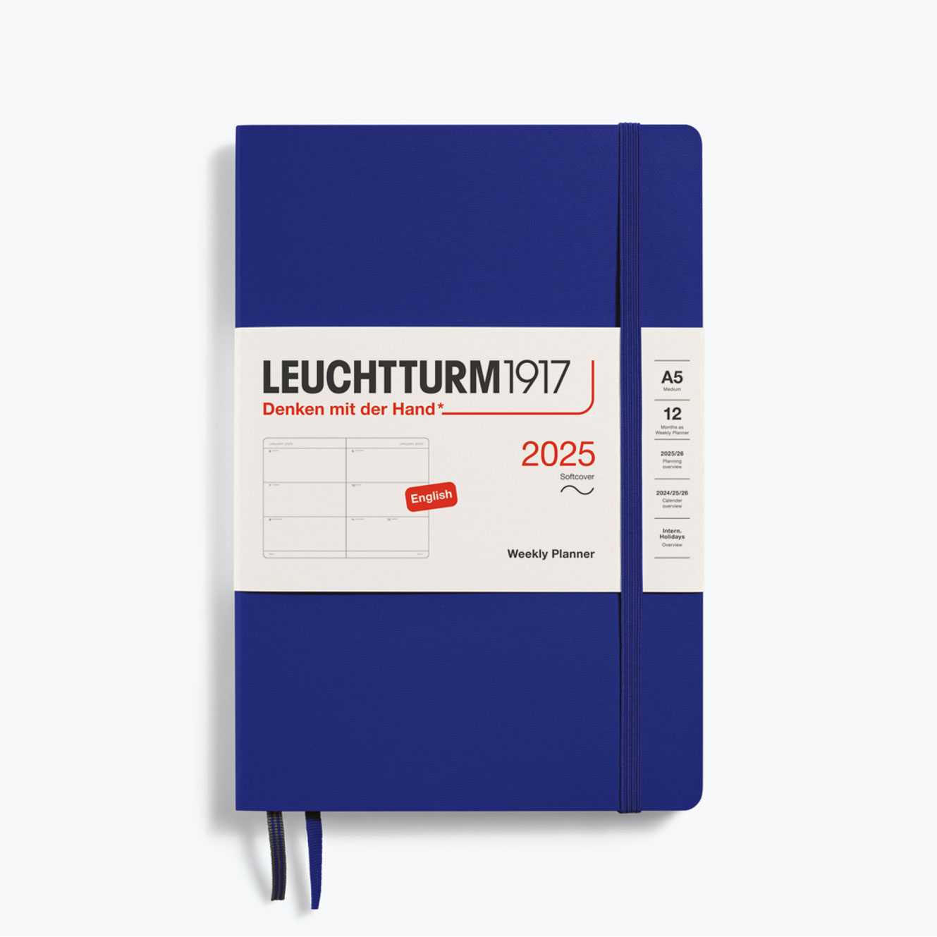 Leuchtturm1917 - 2025 Diary - Weekly Planner - A5 - Ink (Soft)