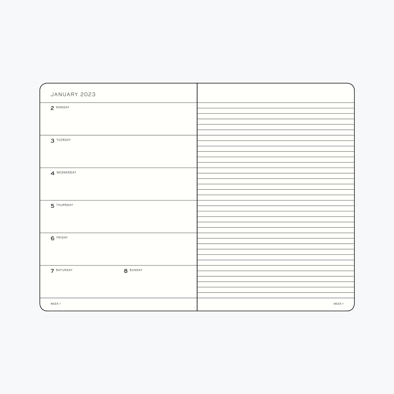 Leuchtturm1917 - 2025 Diary - Weekly Notebook - A6 - Black (Hard)