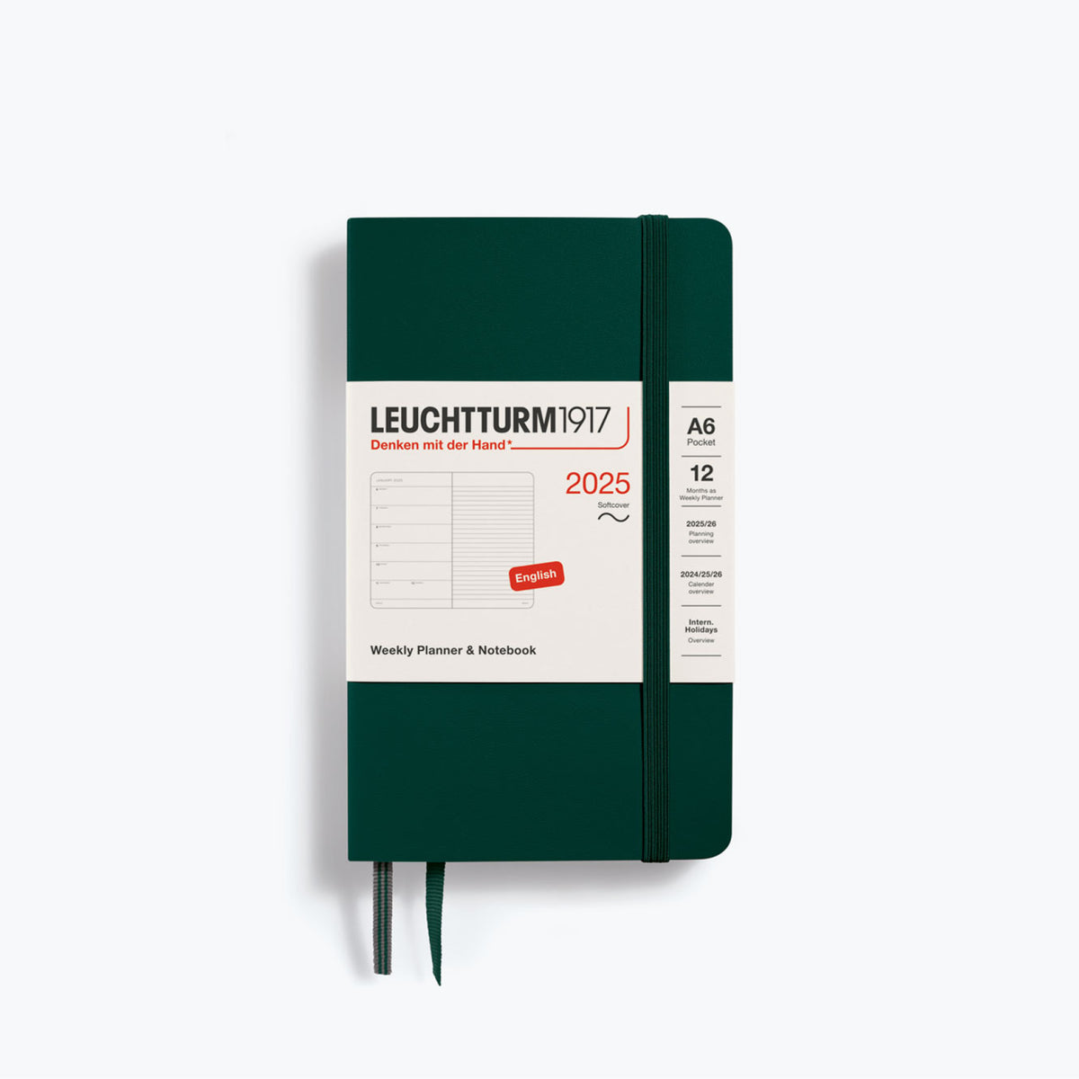 Leuchtturm1917 - 2025 Diary - Weekly Notebook - A6 - Forest Green (Soft)