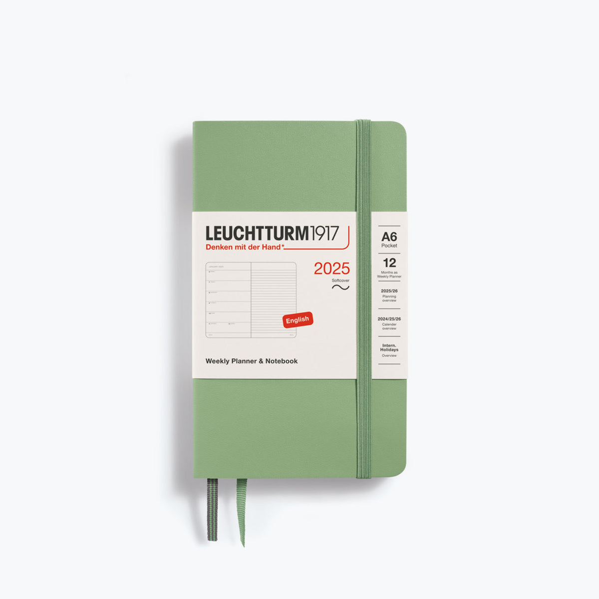 Leuchtturm1917 - 2025 Diary - Weekly Notebook - A6 - Sage (Soft)