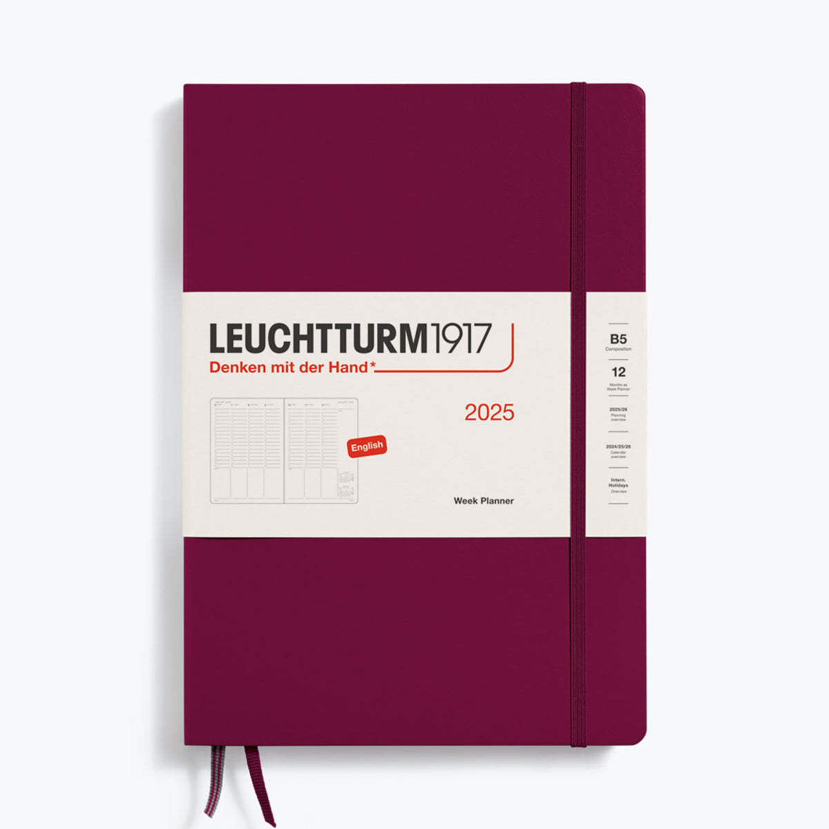 Leuchtturm1917 - 2025 Diary - Week Planner - B5 - Port Red