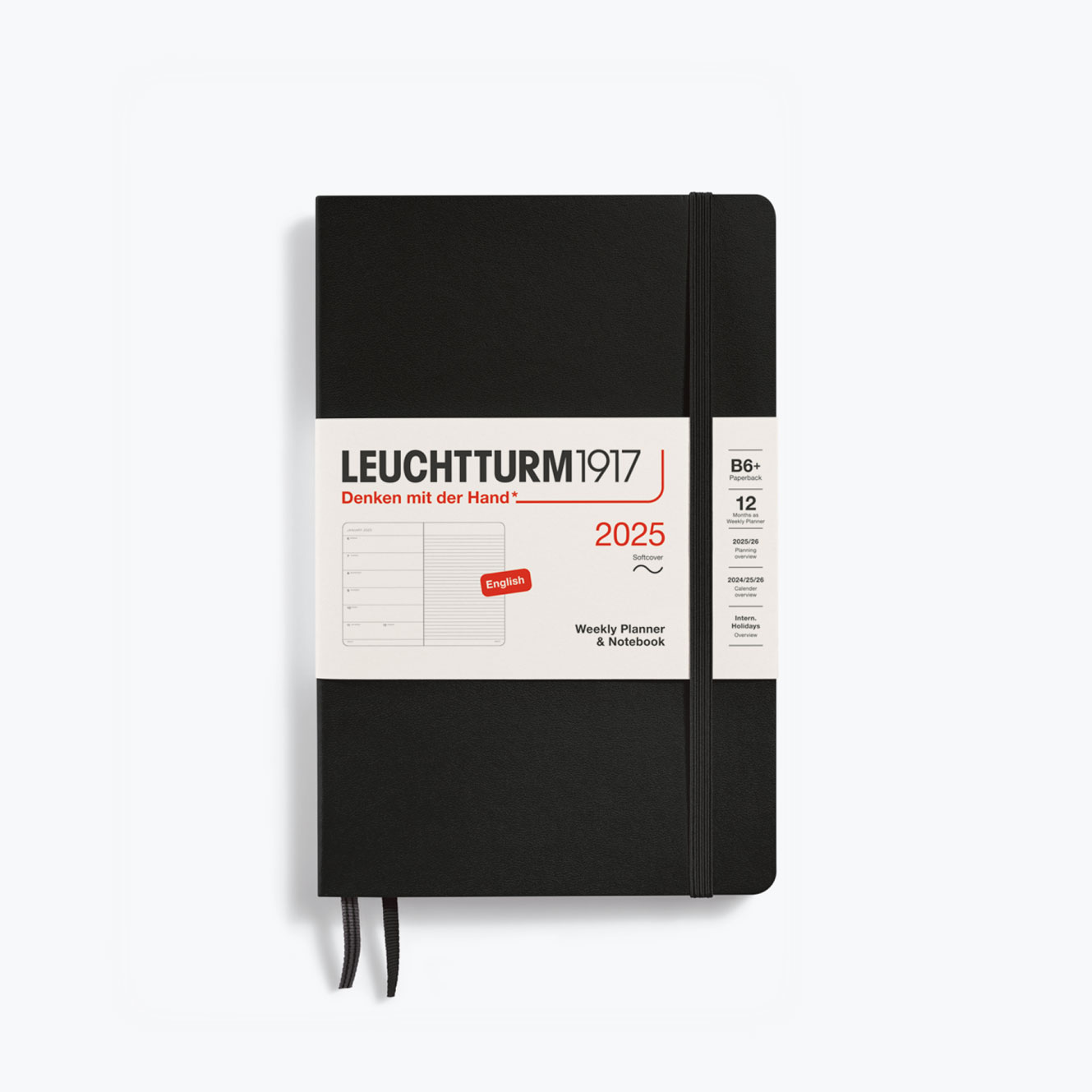 Leuchtturm1917 - 2025 Diary - Weekly Notebook - B6+ - Black