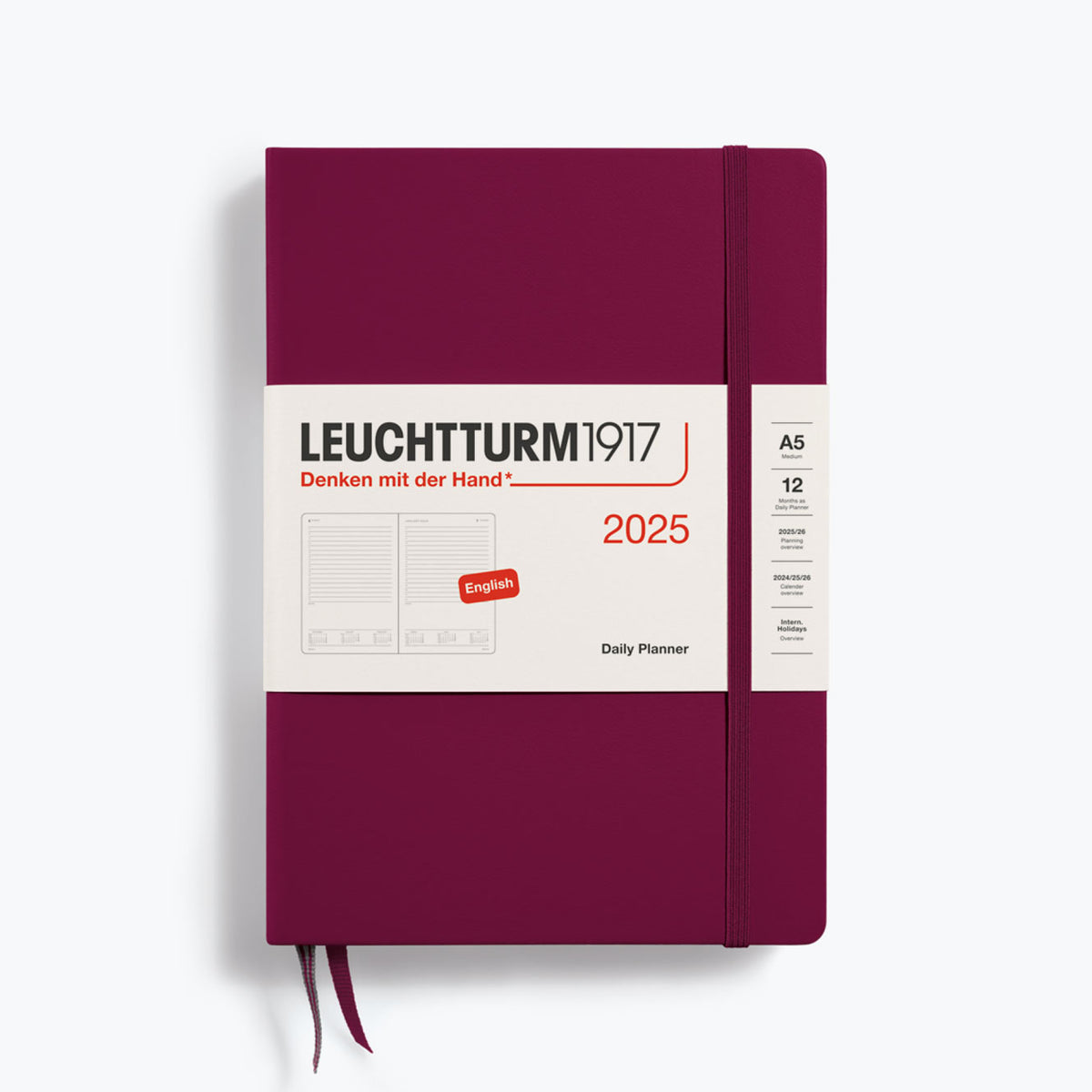 Leuchtturm1917 - 2025 Diary - Daily Planner - A5 - Port Red