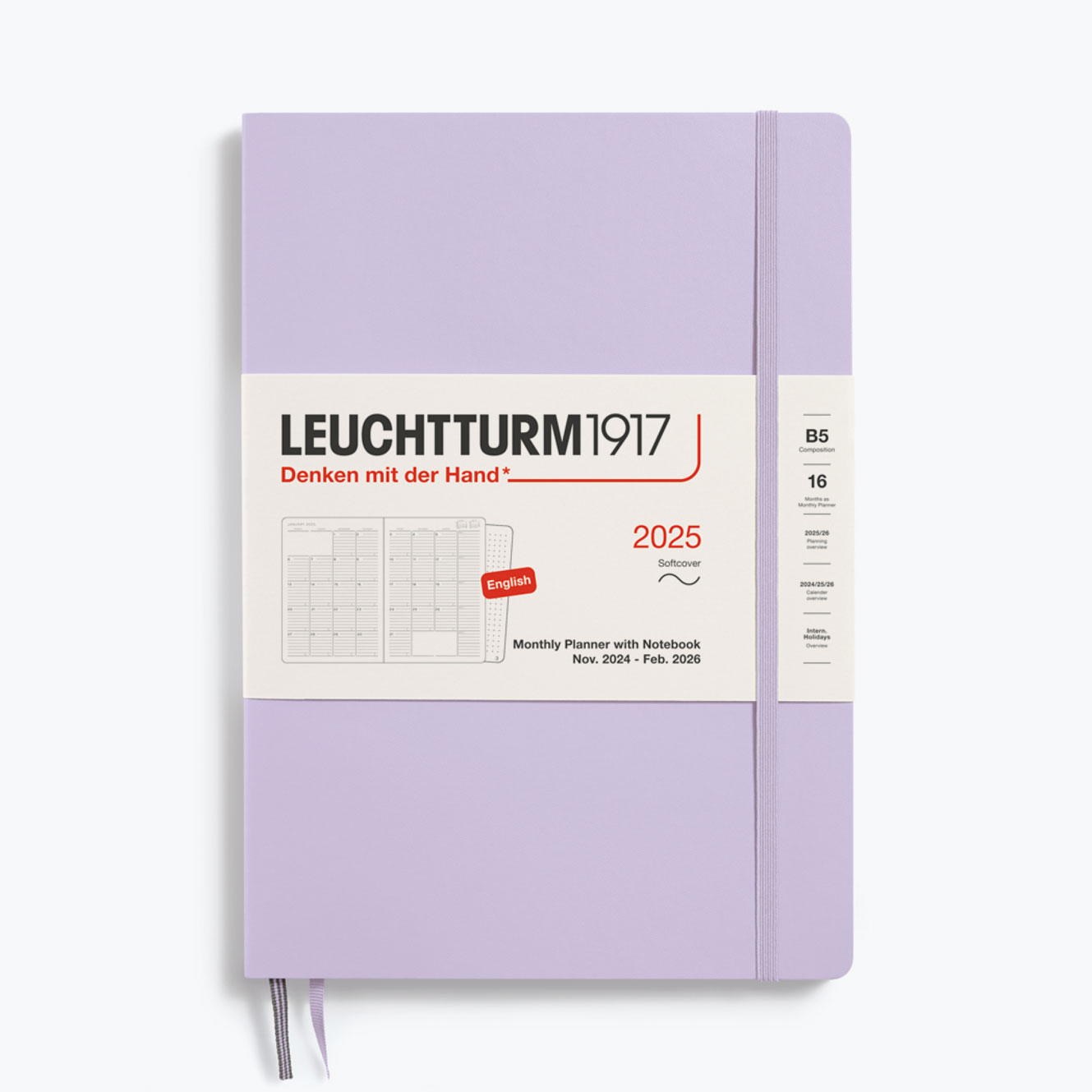 Leuchtturm1917 - 2025 Diary - Monthly Notebook - B5 - Lilac