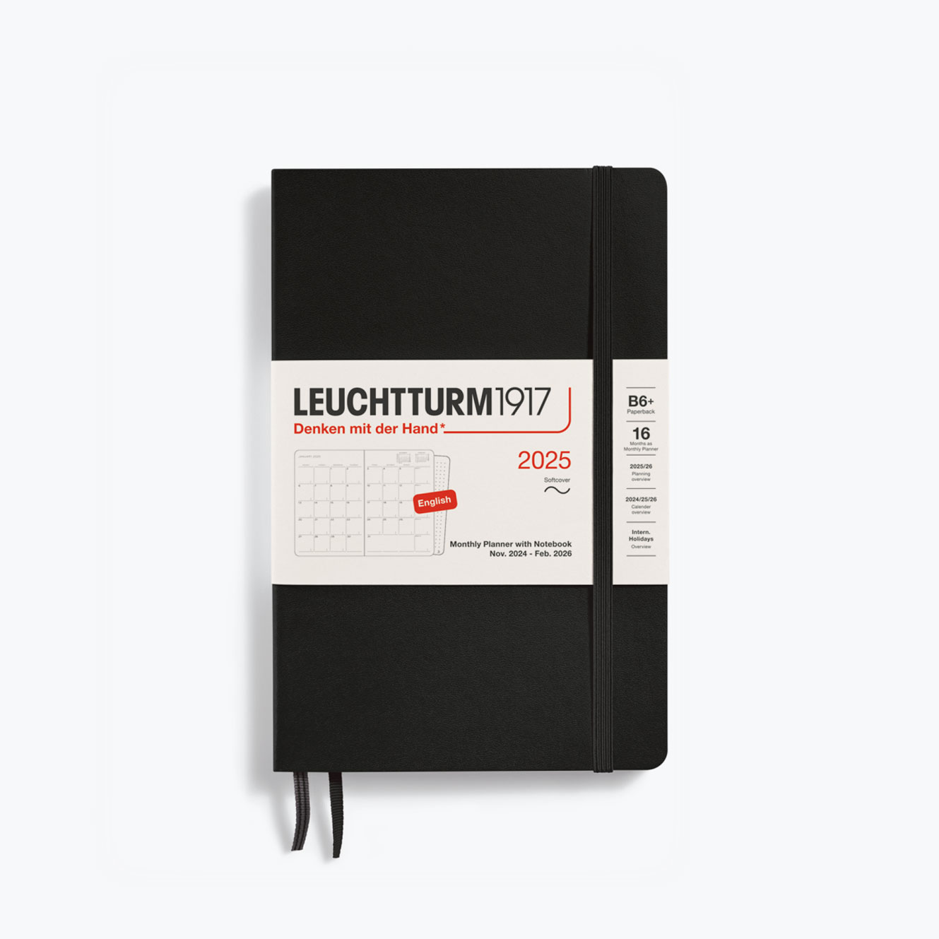 Leuchtturm1917 - 2025 Diary - Monthly Notebook - B6 - Black