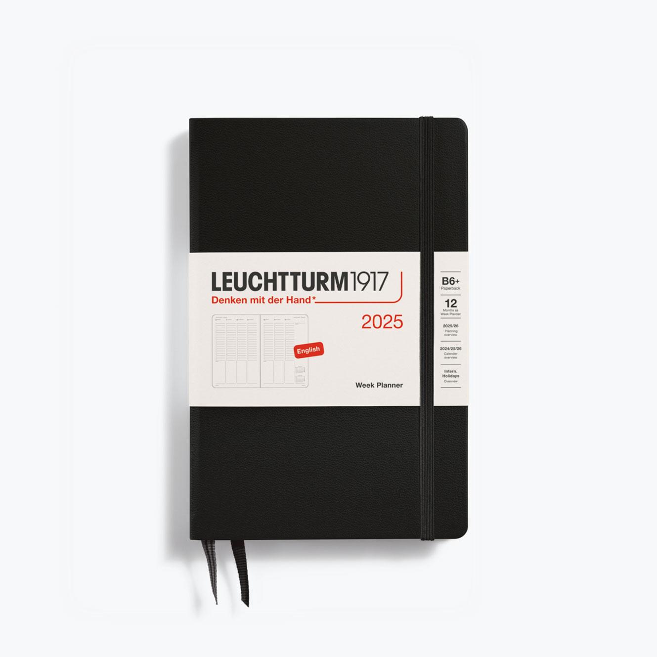 Leuchtturm1917 - 2025 Diary - Week Planner - B6+ - Black