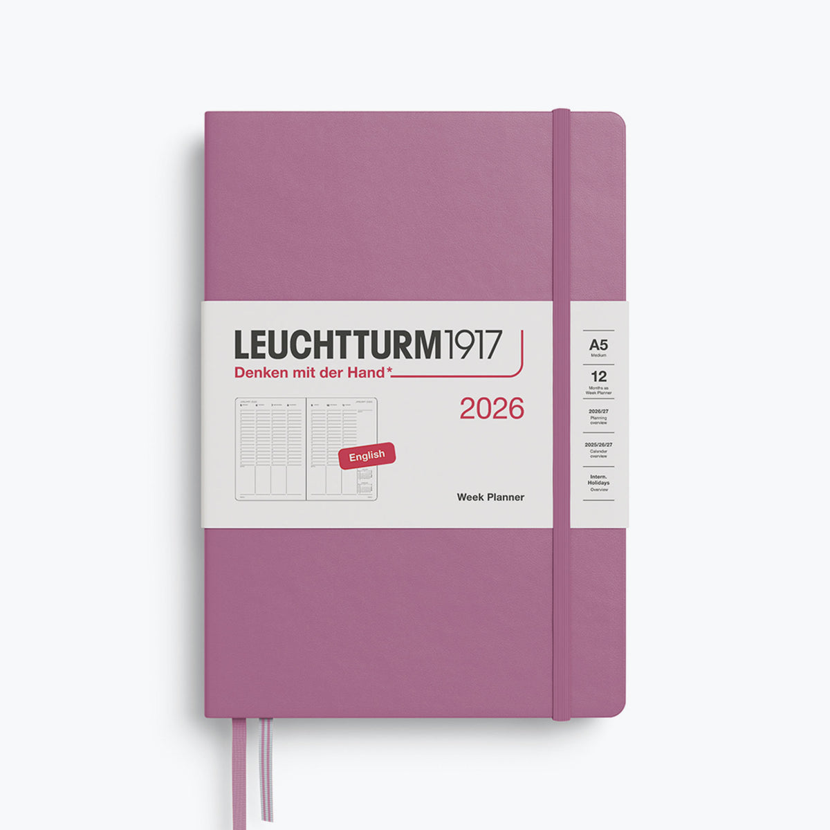 Leuchtturm1917 - 2026 Diary - Week Planner - A5 - Dusty Rose