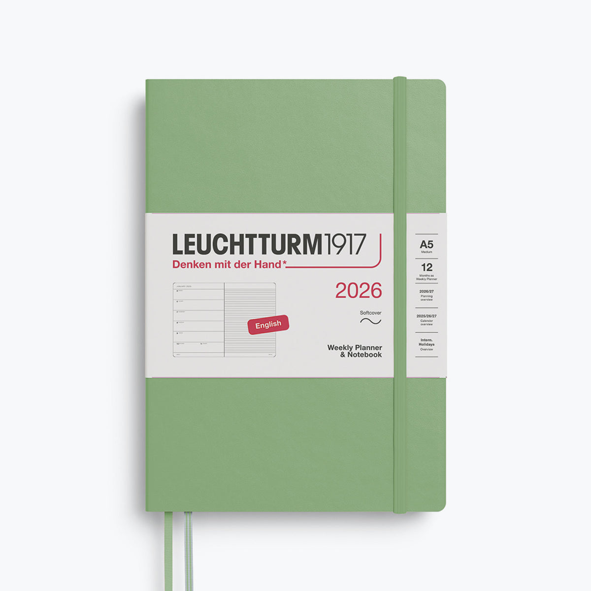 Leuchtturm1917 - 2026 Diary - Weekly Notebook - A5 - Sage (Soft)
