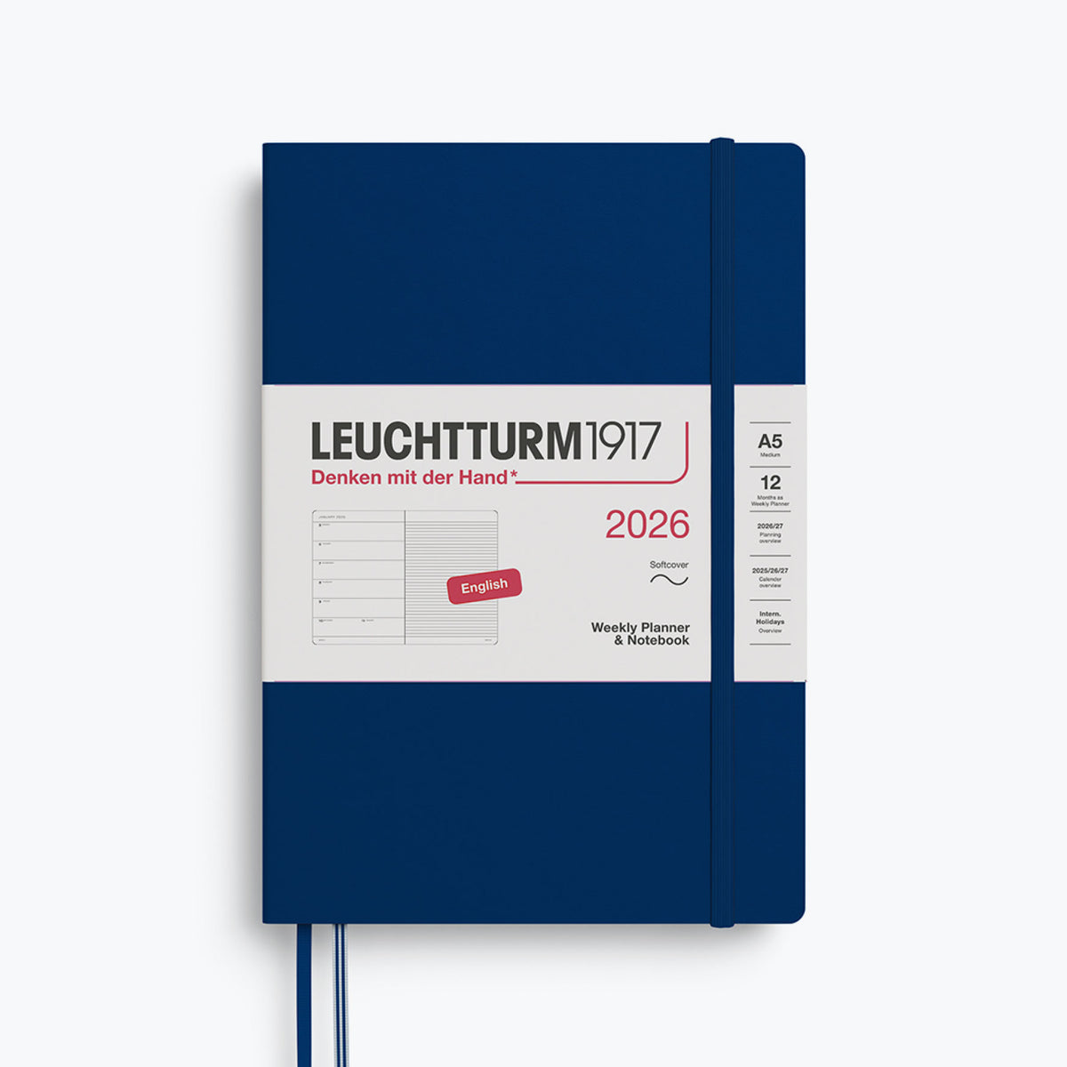 Leuchtturm1917 - 2026 Diary - Weekly Notebook - A5 - Navy (Soft)