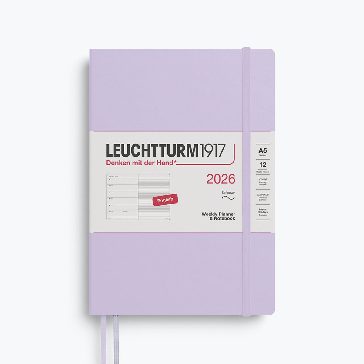 Leuchtturm1917 - 2026 Diary - Weekly Notebook - A5 - Lilac (Soft)