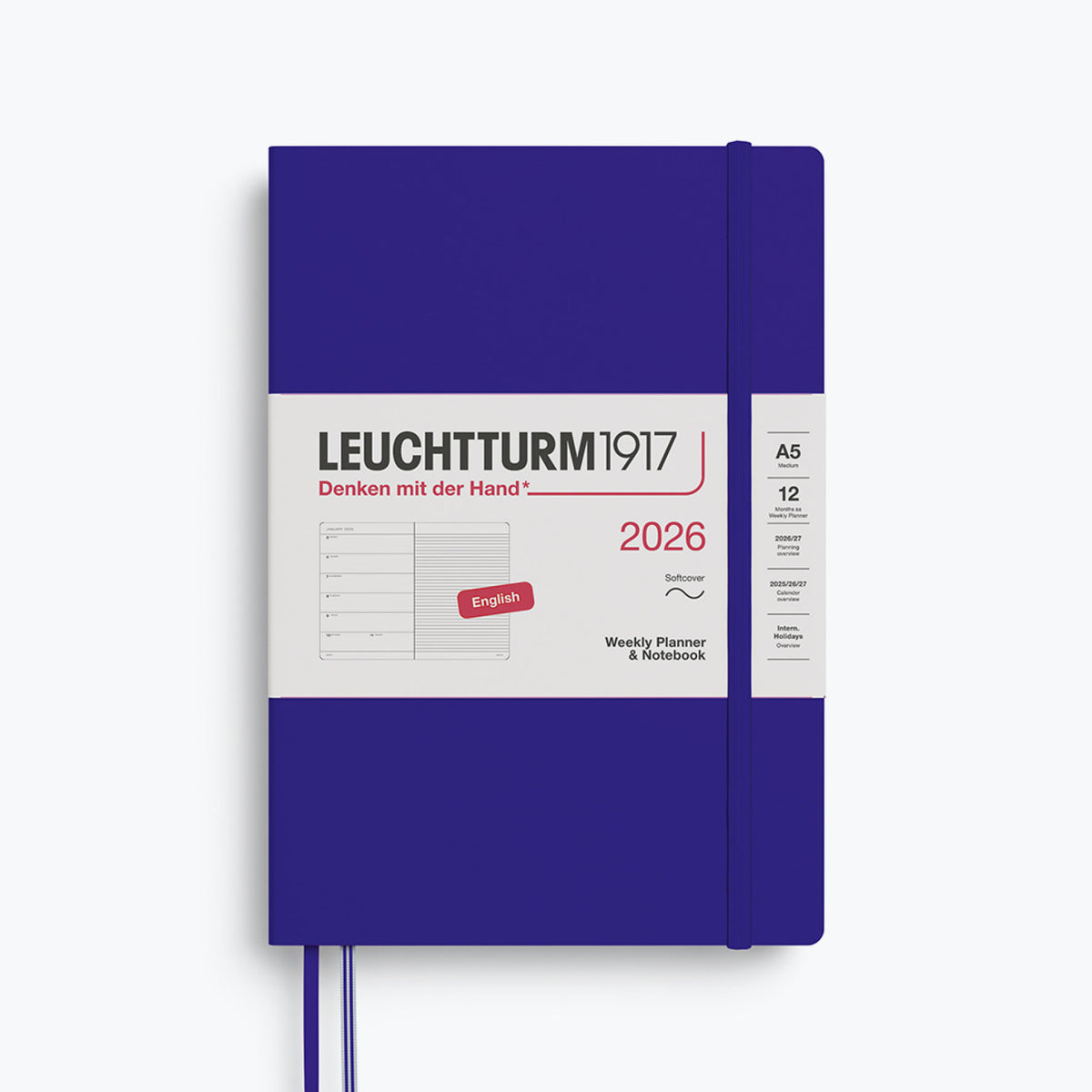 Leuchtturm1917 - 2026 Diary - Weekly Notebook - A5 - Ink (Soft)