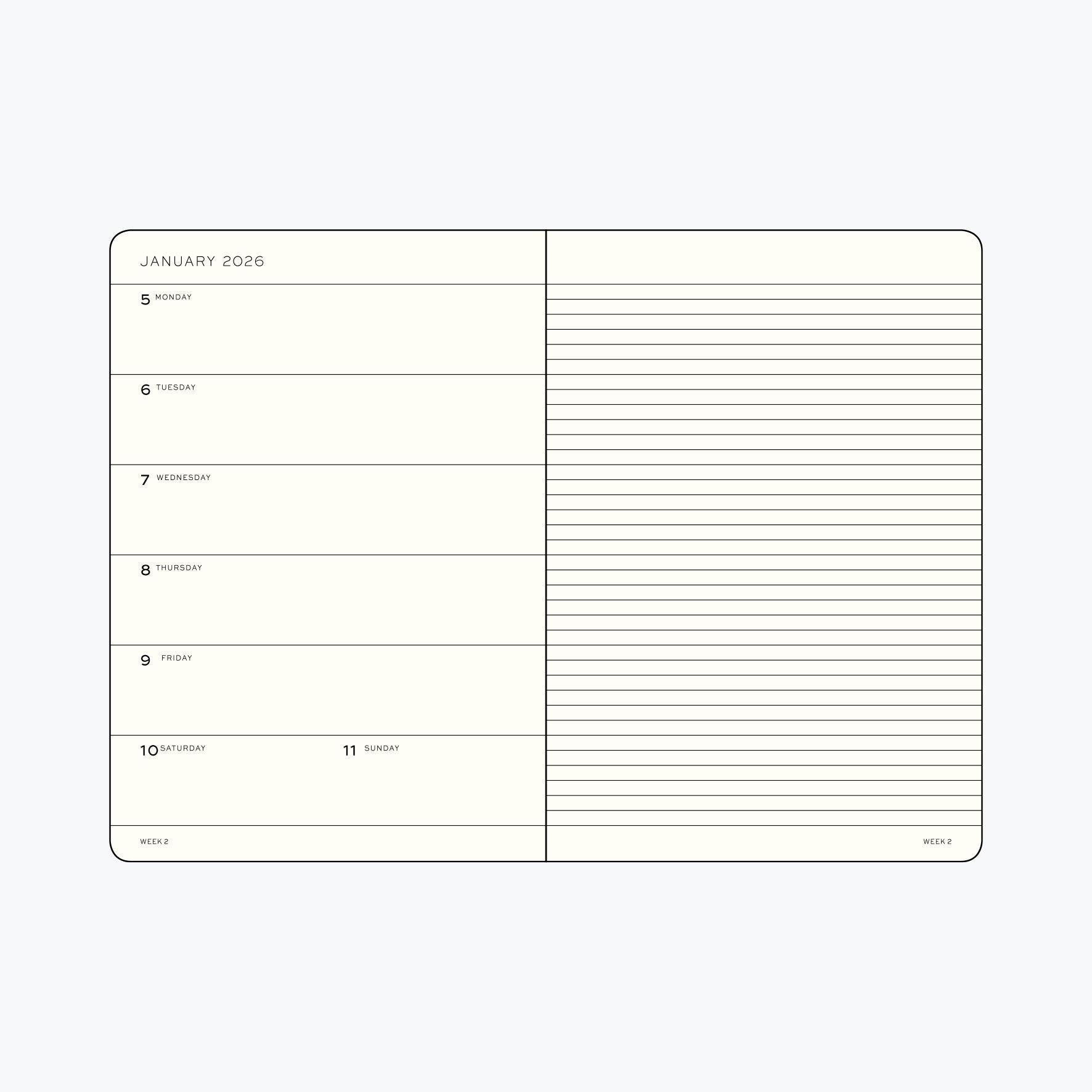 Leuchtturm1917 - 2026 Diary - Weekly Notebook - A5 - Ink (Soft)