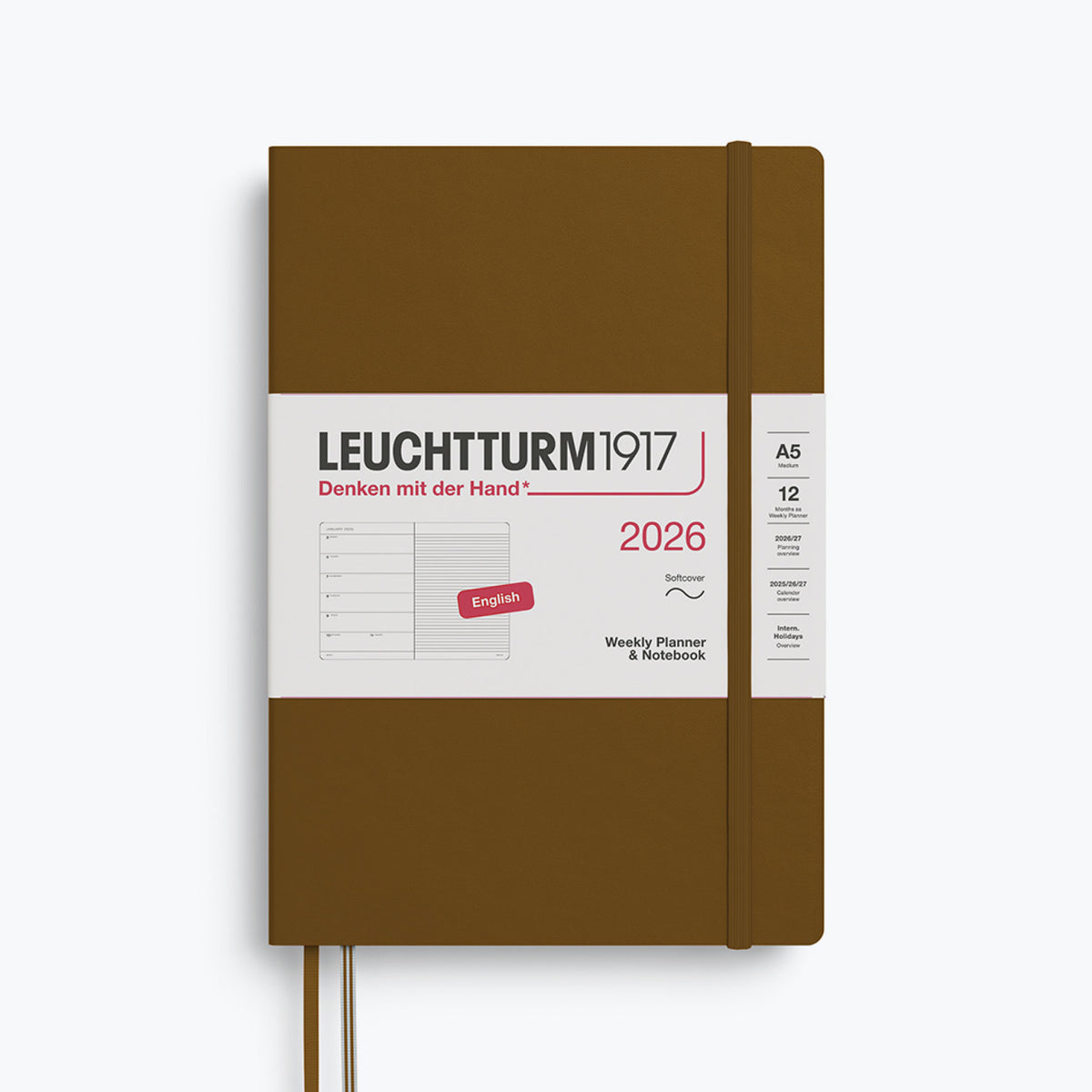 Leuchtturm1917 - 2026 Diary - Weekly Notebook - A5 - Spice Brown (Soft)