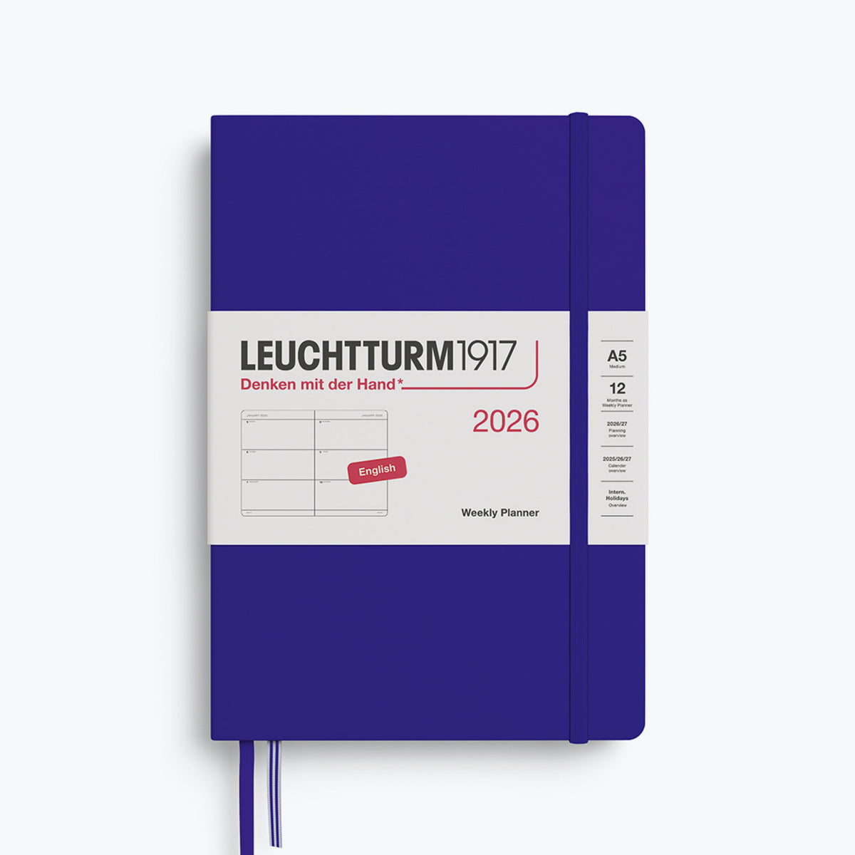 Leuchtturm1917 - 2026 Diary - Weekly Planner - A5 - Ink (Hard)