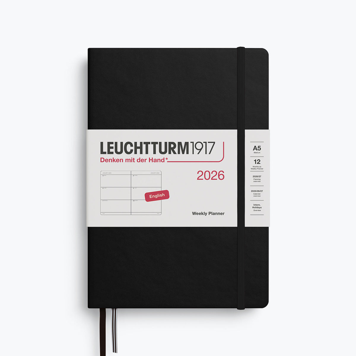 Leuchtturm1917 - 2026 Diary - Weekly Planner - A5 - Black (Hard)