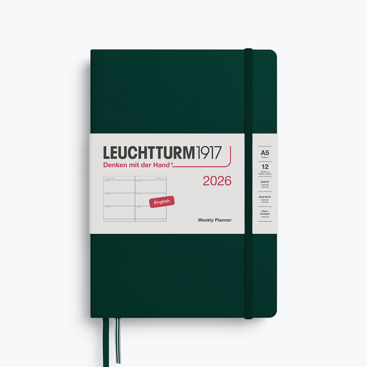 Leuchtturm1917 - 2026 Diary - Weekly Planner - A5 - Forest Green (Hard)