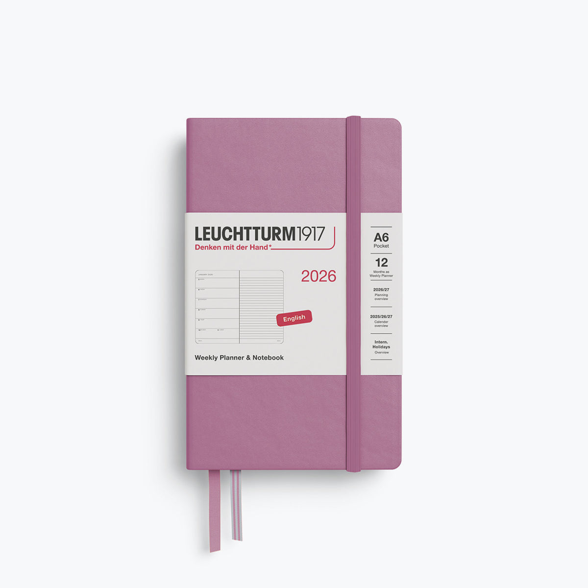 Leuchtturm1917 - 2026 Diary - Weekly Notebook - A6 - Dusty Rose (Hard)
