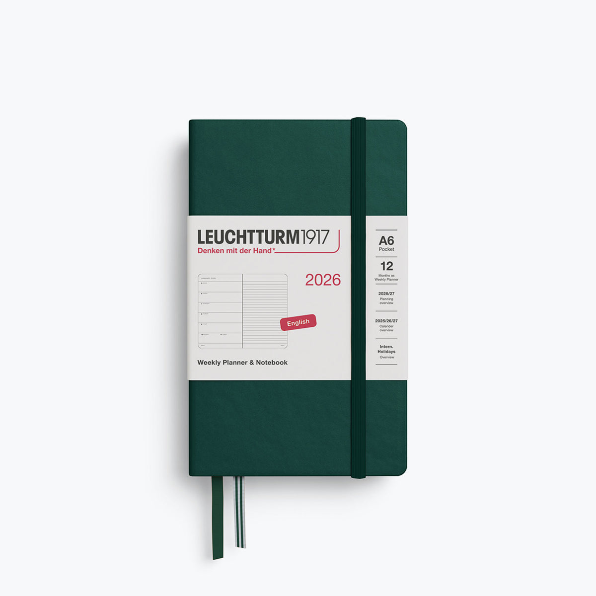 Leuchtturm1917 - 2026 Diary - Weekly Notebook - A6 - Forest Green (Hard)