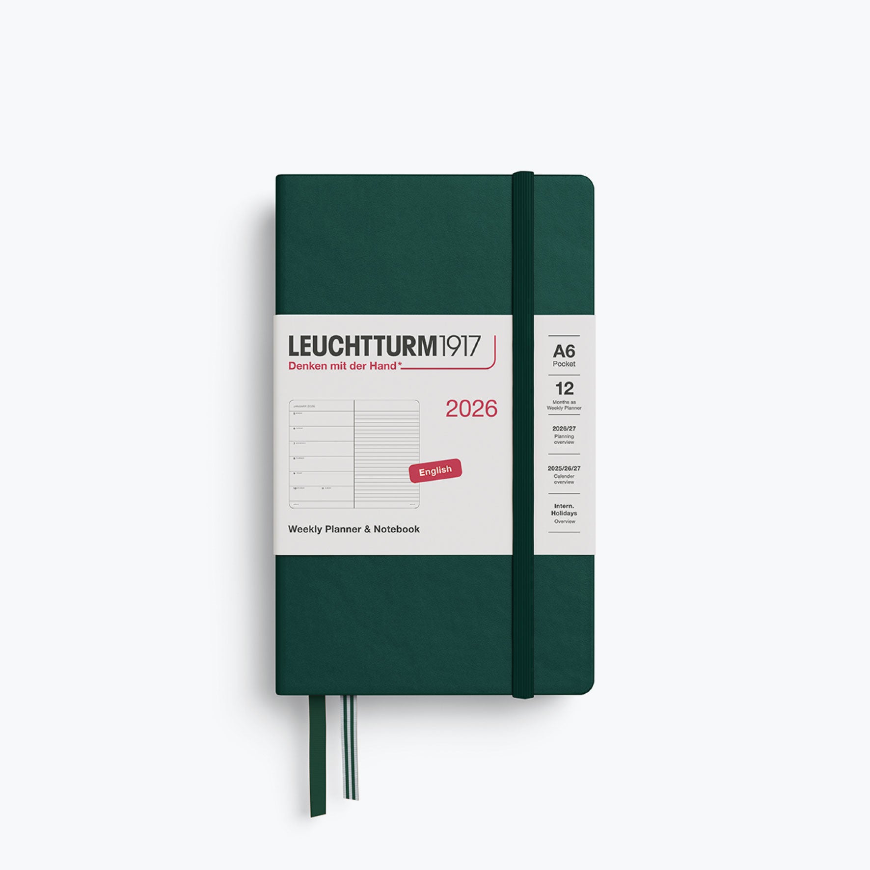 Leuchtturm1917 - 2026 Diary - Weekly Notebook - A6 - Forest Green (Hard)