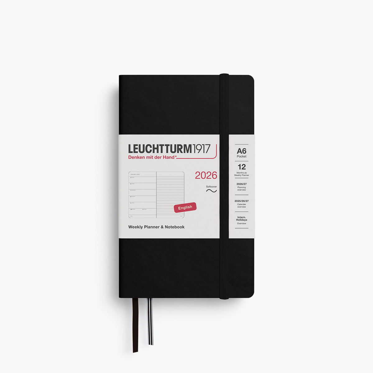 Leuchtturm1917 - 2026 Diary - Weekly Notebook - A6 - Black (Soft)