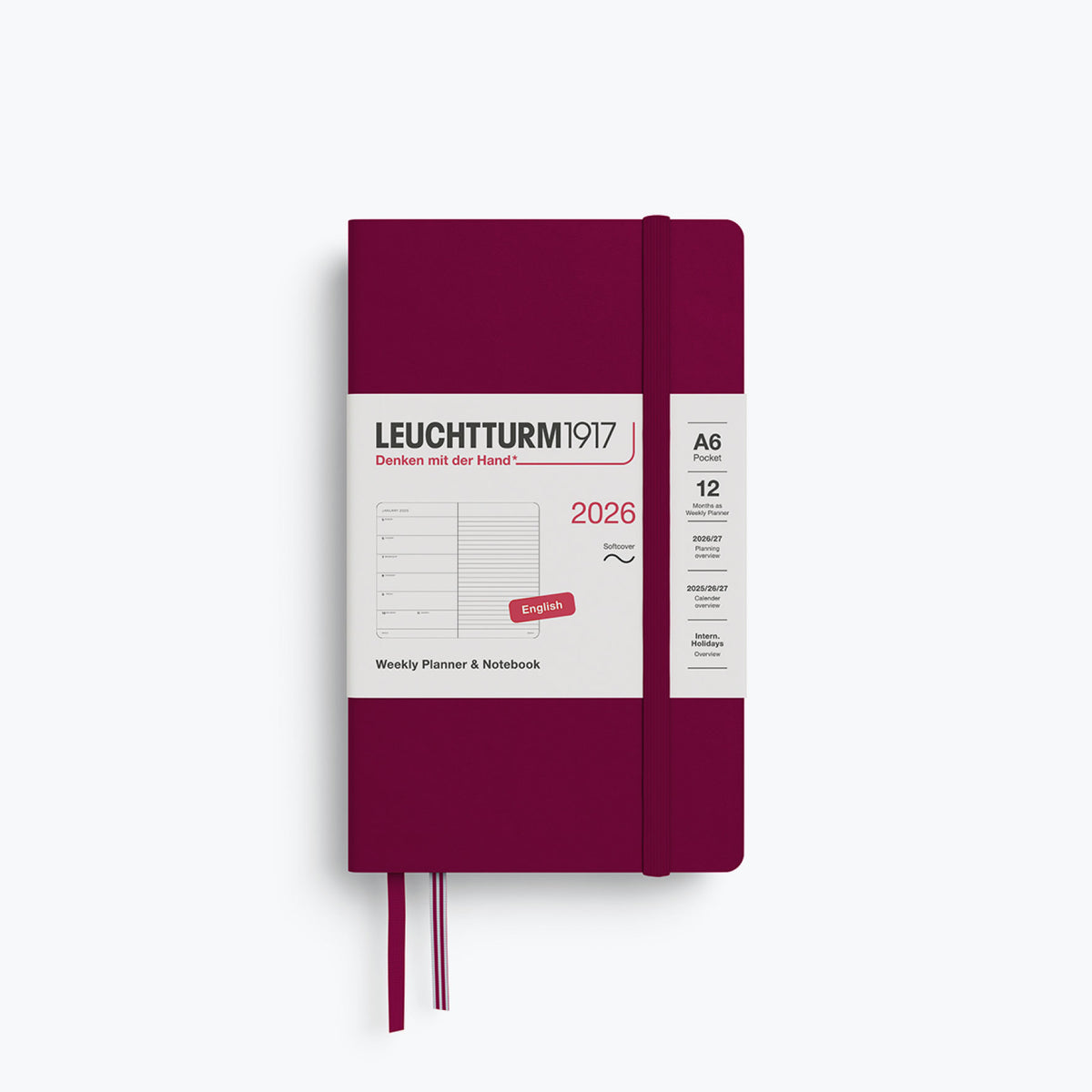 Leuchtturm1917 - 2026 Diary - Weekly Notebook - A6 - Port Red (Soft)