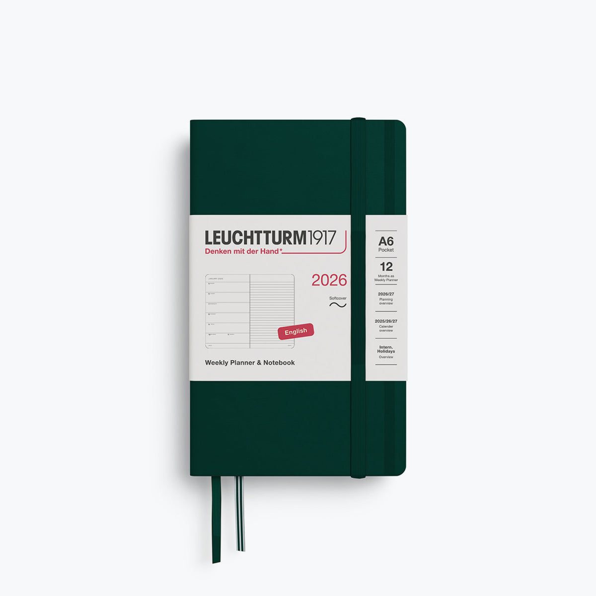 Leuchtturm1917 - 2026 Diary - Weekly Notebook - A6 - Forest Green (Soft)