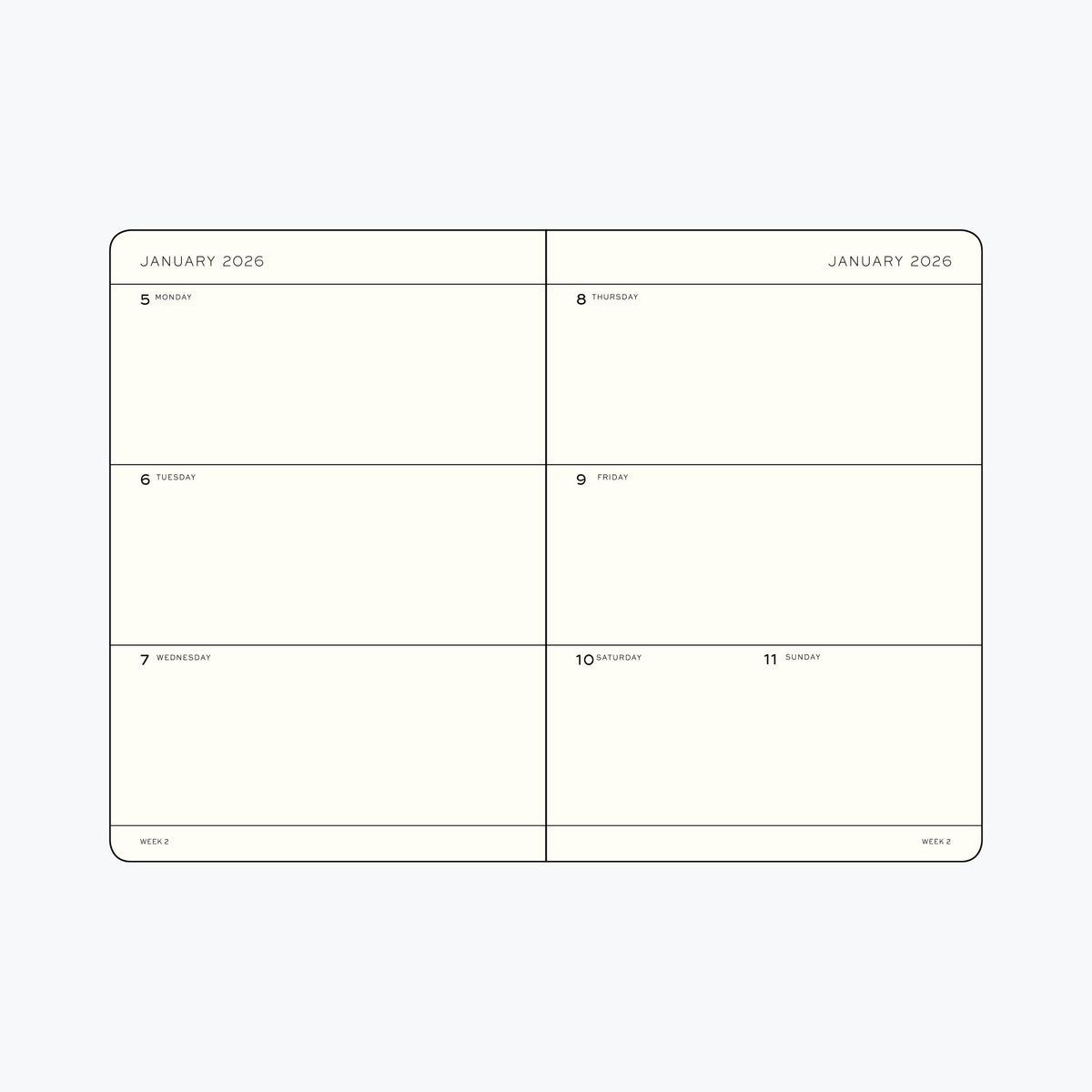 Leuchtturm1917 - 2026 Diary - Weekly Planner - A6 - Ink (Hard)