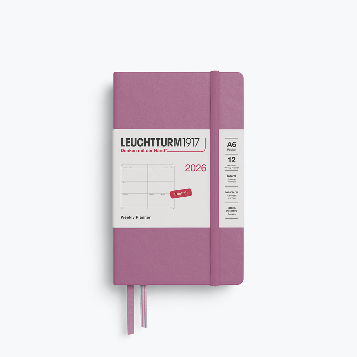 Leuchtturm1917 - 2026 Diary - Weekly Planner - A6 - Dusty Rose (Hard)