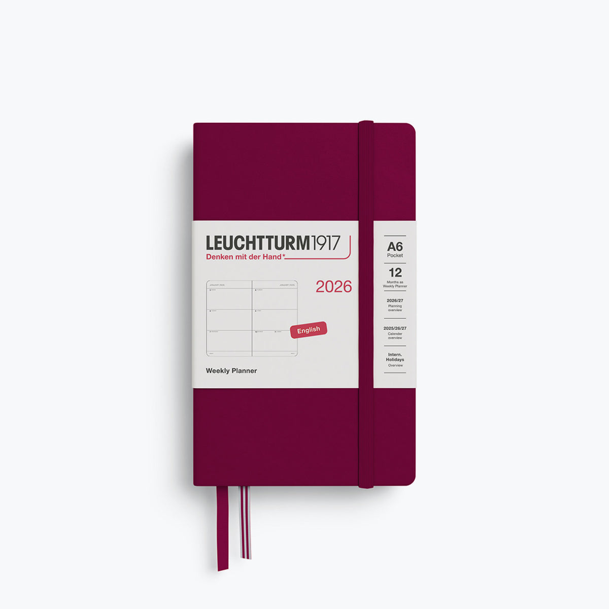 Leuchtturm1917 - 2026 Diary - Weekly Planner - A6 - Port Red (Hard)