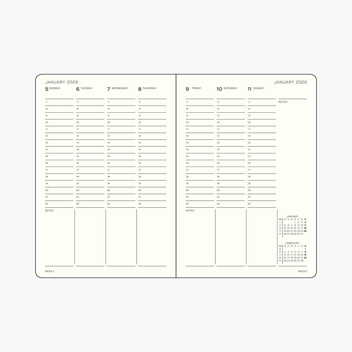 Leuchtturm1917 - 2026 Diary - Week Planner - B5 - Black